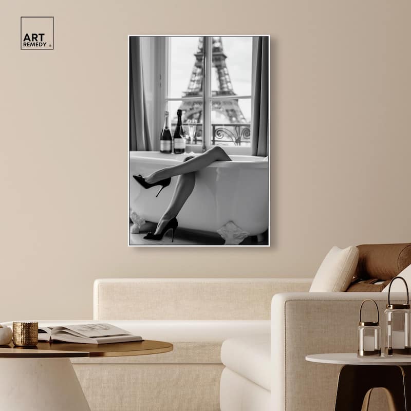 Bathtub Sit Back Glam Canvas by Art Remedy