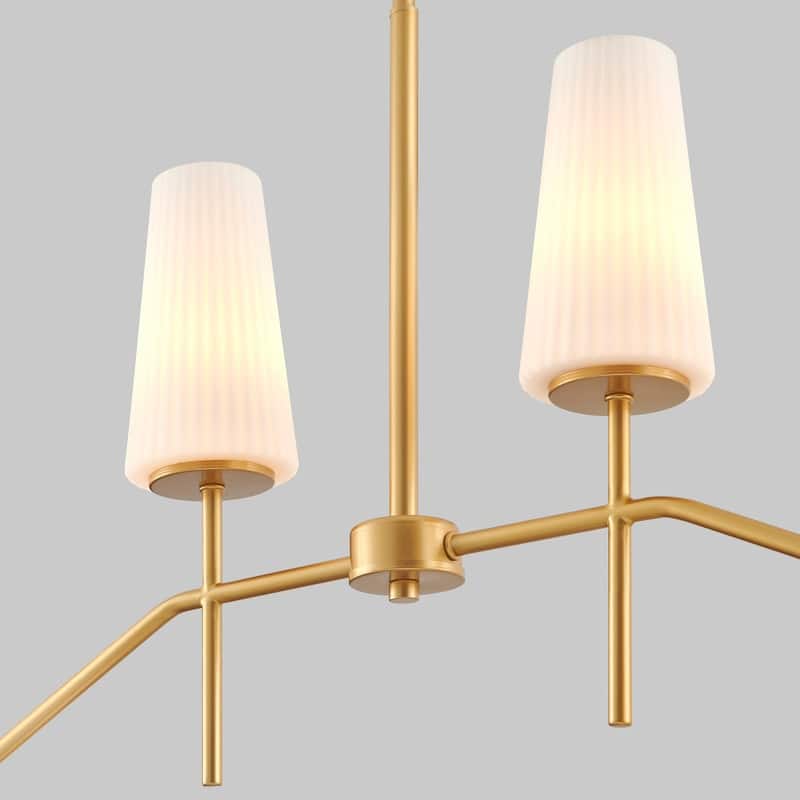 KAWOTI 4-Light Gold Linear Kitchen Island Chandelier - W35" x D4" x H19.75" (Max H61.75")