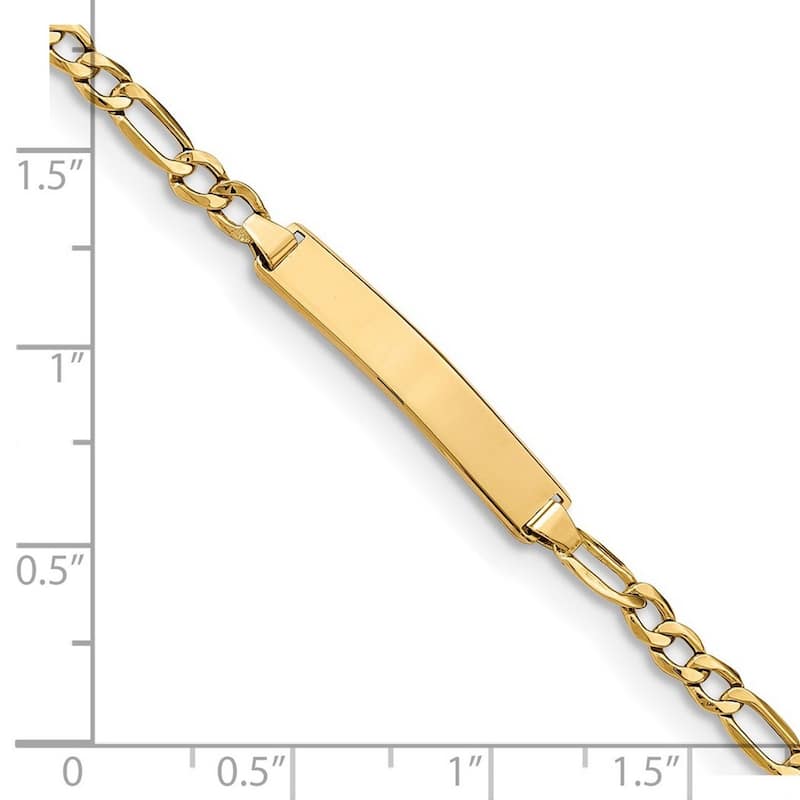 Curata 14k Yellow Gold 4.3mm Engravable Semi solid Figaro Link ID Bracelet