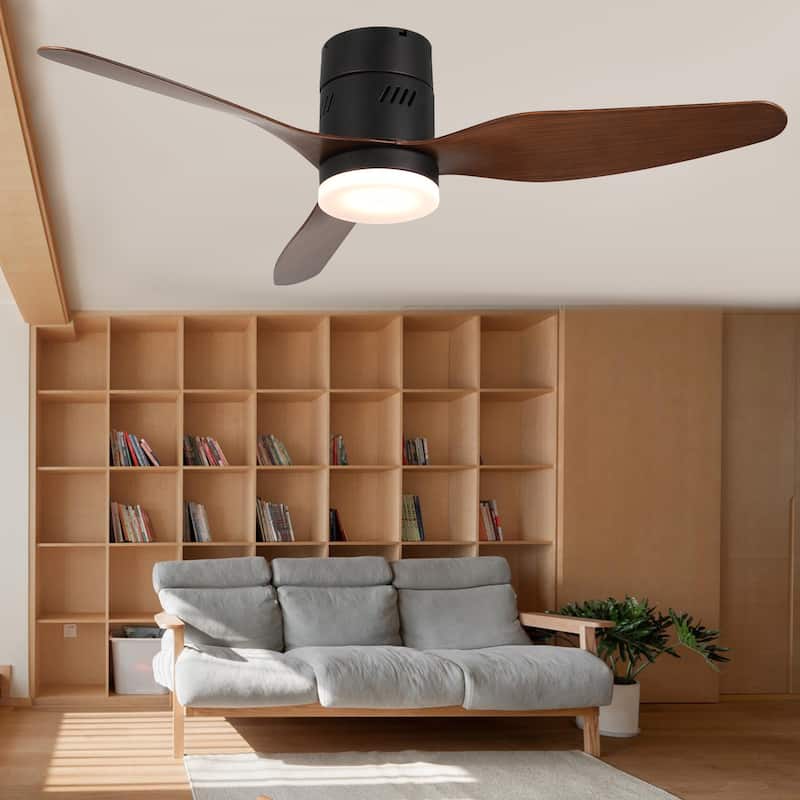 Bella Depot 46" Flush Mount Ceiling Fan with LED Light and Remote 6-Speed Reversible Fan