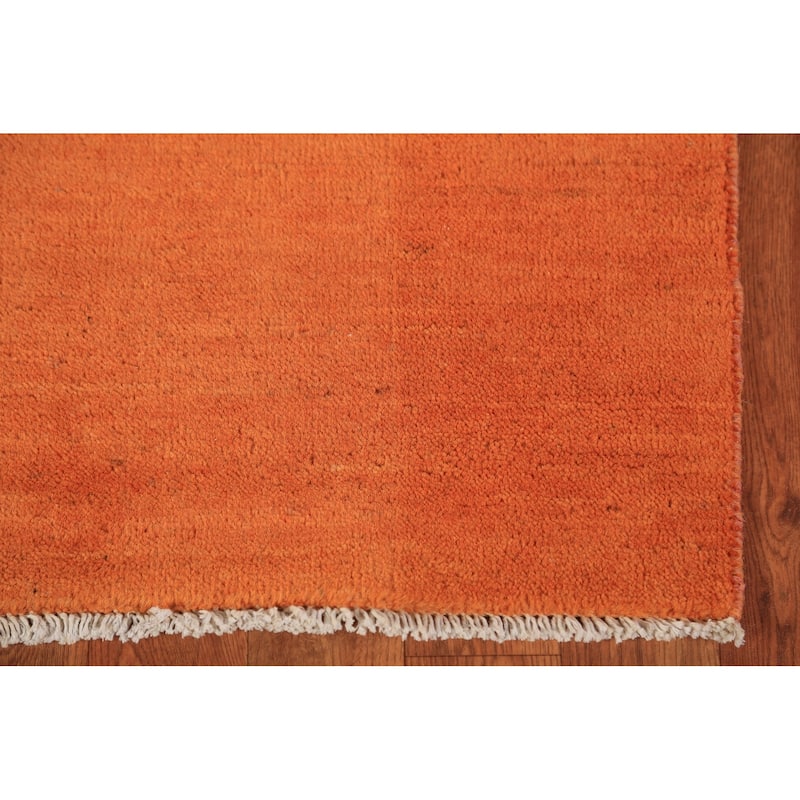 Orange Gabbeh Modern Rug Handmade Oriental Wool Carpet - 3'11" x 5'10"