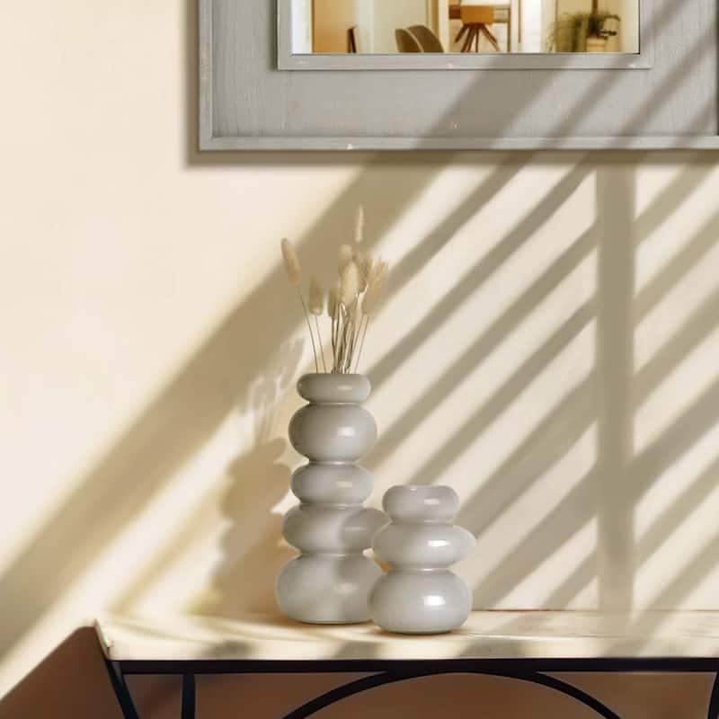 American Art Decor Cool Grey Cairns Glass Vase Set - 5.7" x 11.8" - 5.7" x 11.8"