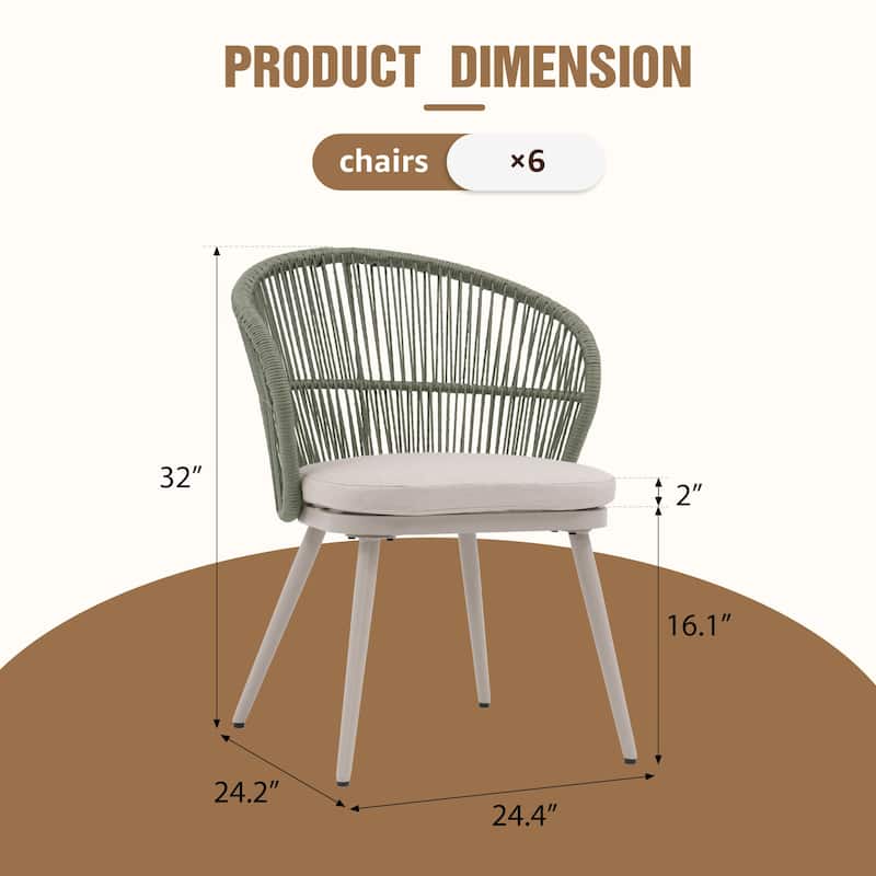 Outdoor 7-Piece Patio Dining Chair and Extendable Wood Dining Table