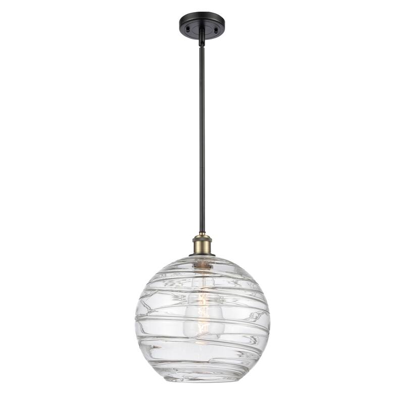 Innovations Lighting Athens Deco Swirl - 1 Light 12" Stem Hung Mini Pendant - Black Antique Brass