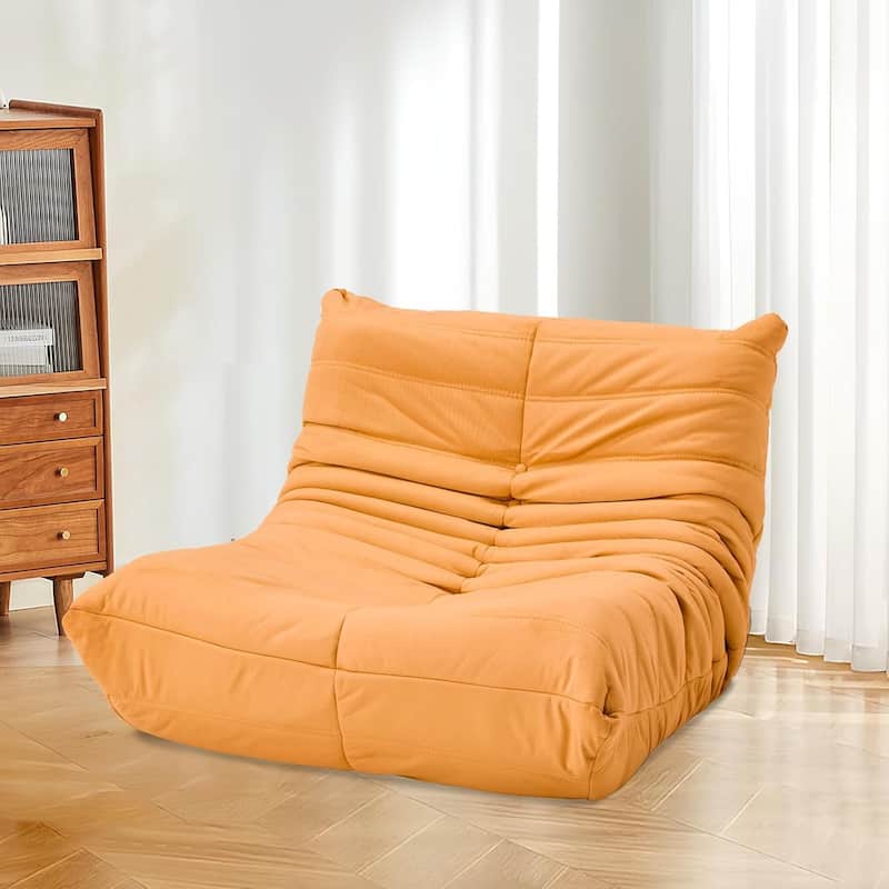 EROMMY Bean Bag Chair Togo Sofa - 28D Memory Foam Floor Chair for Adults & Kids, Lightweight Faux Leather Lounger in 5 Colors - Orange