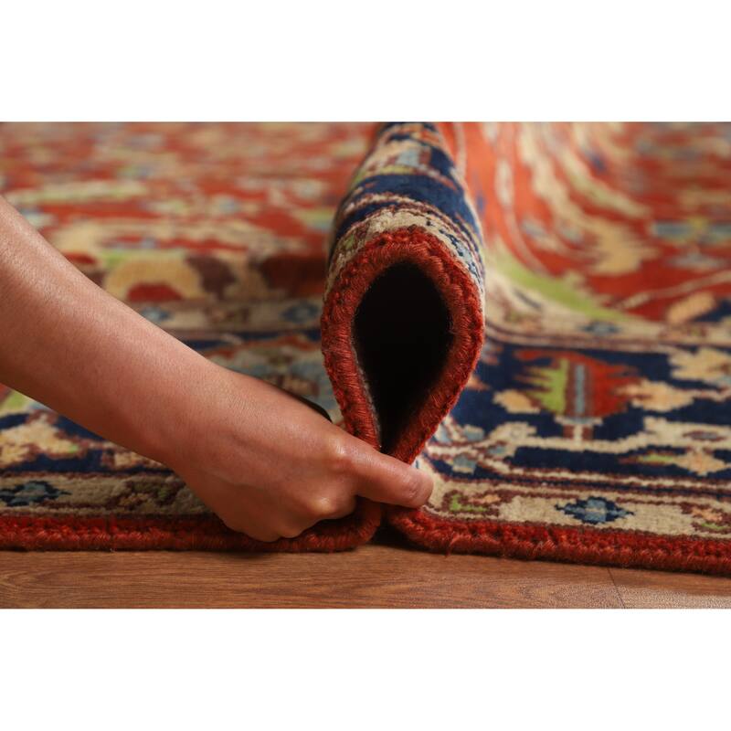 Hand Knotted Oriental 100% Wool Carpet Transitional All-Over Red Oushak Area Rug - 9' 11'' X 7' 11''
