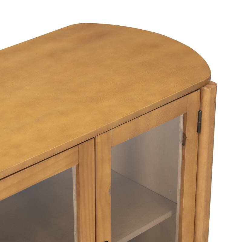 58" Sideboard with 4 Glass Doors for Living Room and Dining Room Organization