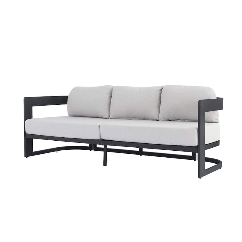 Christopher Knight Home - Elvis Modern Outdoor Aluminum 3 Seater Sofa with Fade-Resistant Cushions
