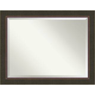Beveled Wood Bathroom Wall Mirror - Milano Bronze Frame - Outer Size: 46 x 36 in