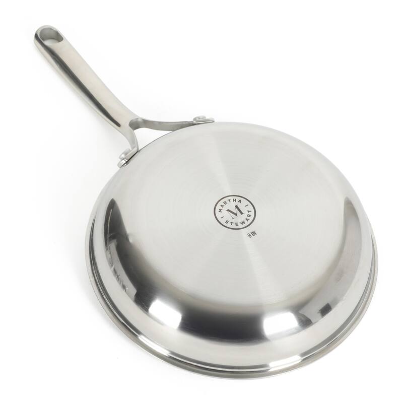 Martha Stewart Badgley Hybrid Nonstick 10 Piece TriPly Stainless Steel Pots and Pans Non-Toxic Kitchen Cookware Set -