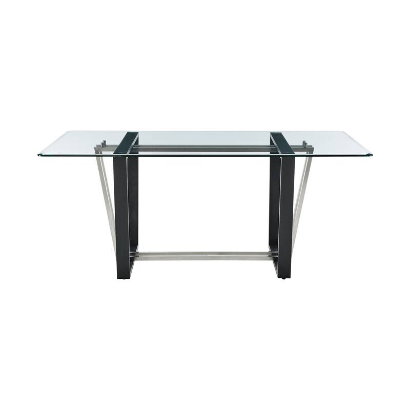 Kai Anastasia 5 Piece Rectangular Glass Dining Table Set with Metal Frame and Upholstered Chairs