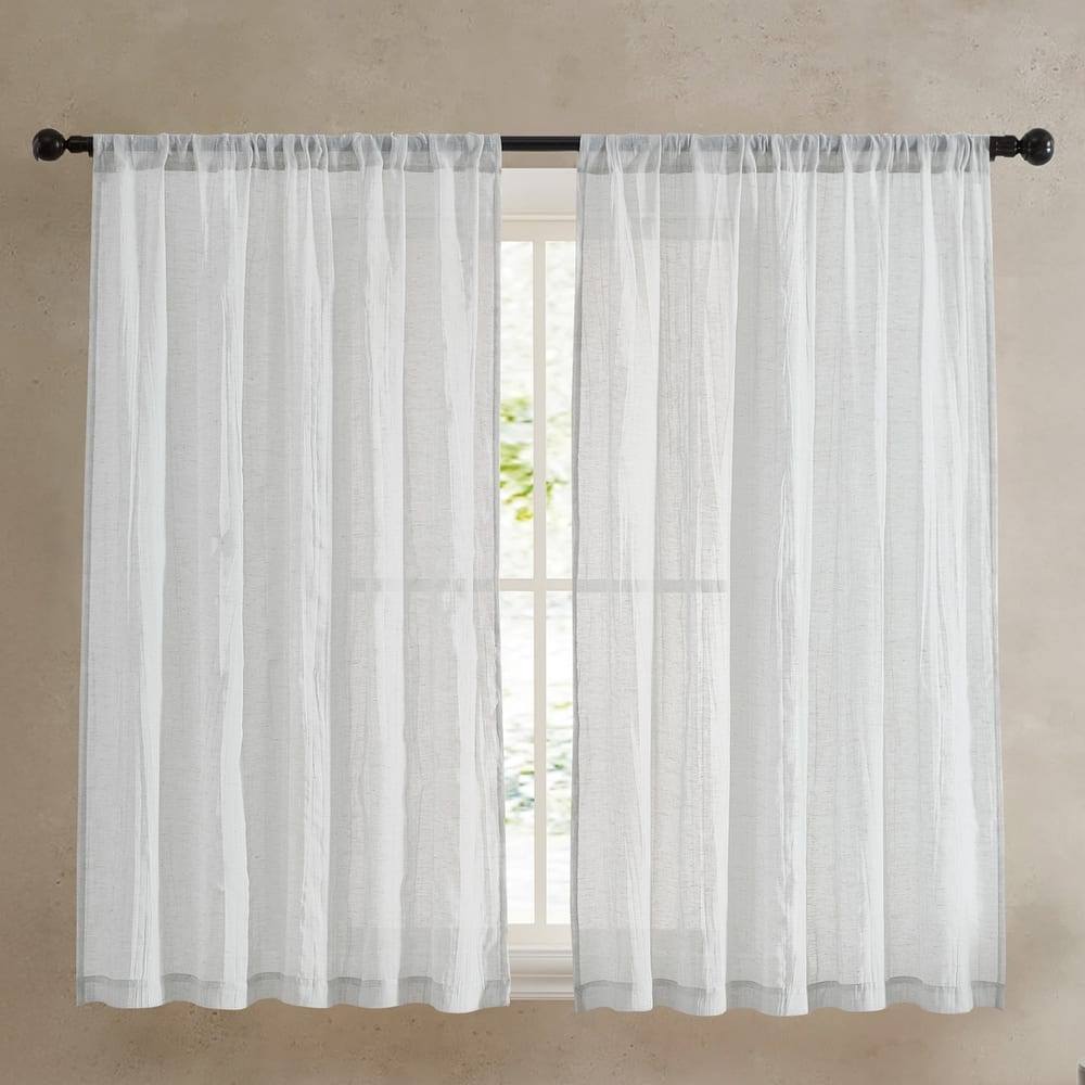 French Connection Charter Crushed Rod Pocket Window Curtain Pair