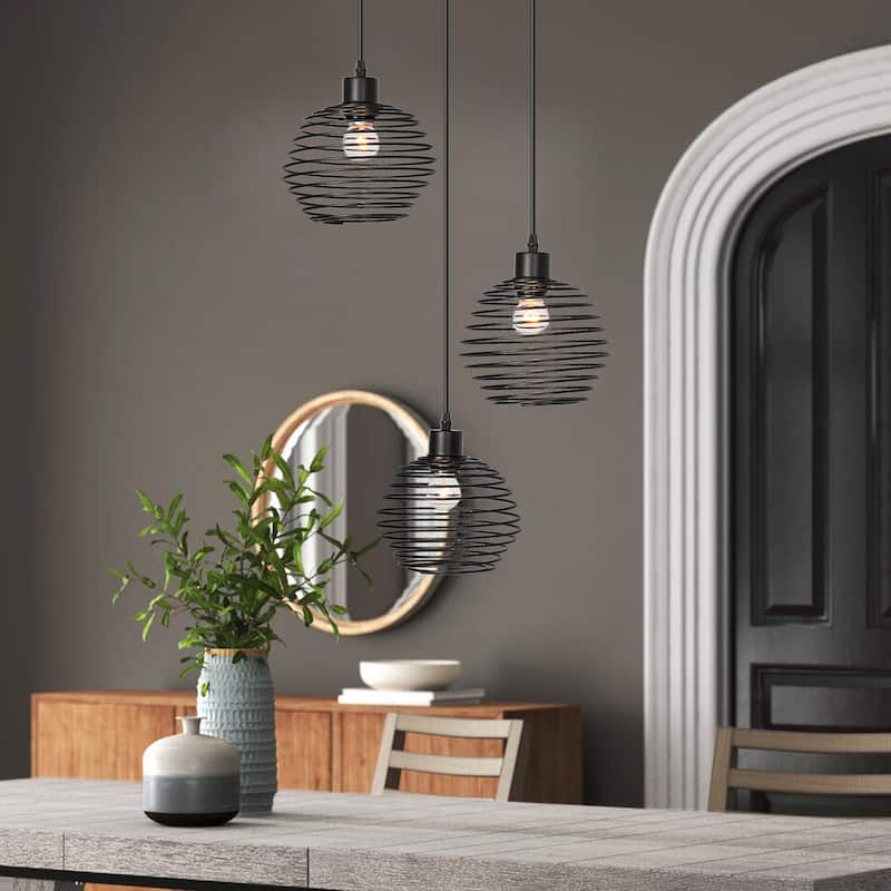 3-Light Metal Cluster Pendant in Classic Black Finish - W15.67"*D15.67"*H21.26"