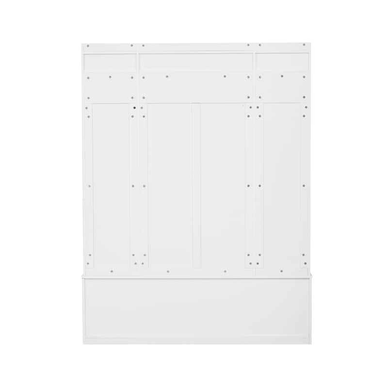 5-in-1 Coat Rack with Hooks,Drawers Adjustable Shelves,Metal Handles
