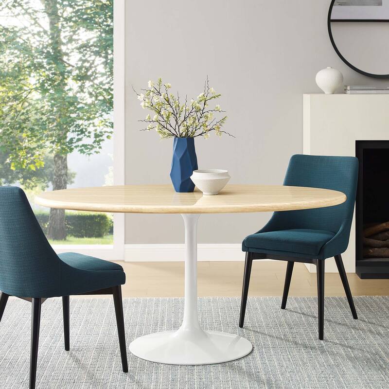 Lippa 60" Oval Artificial Travertine Dining Table