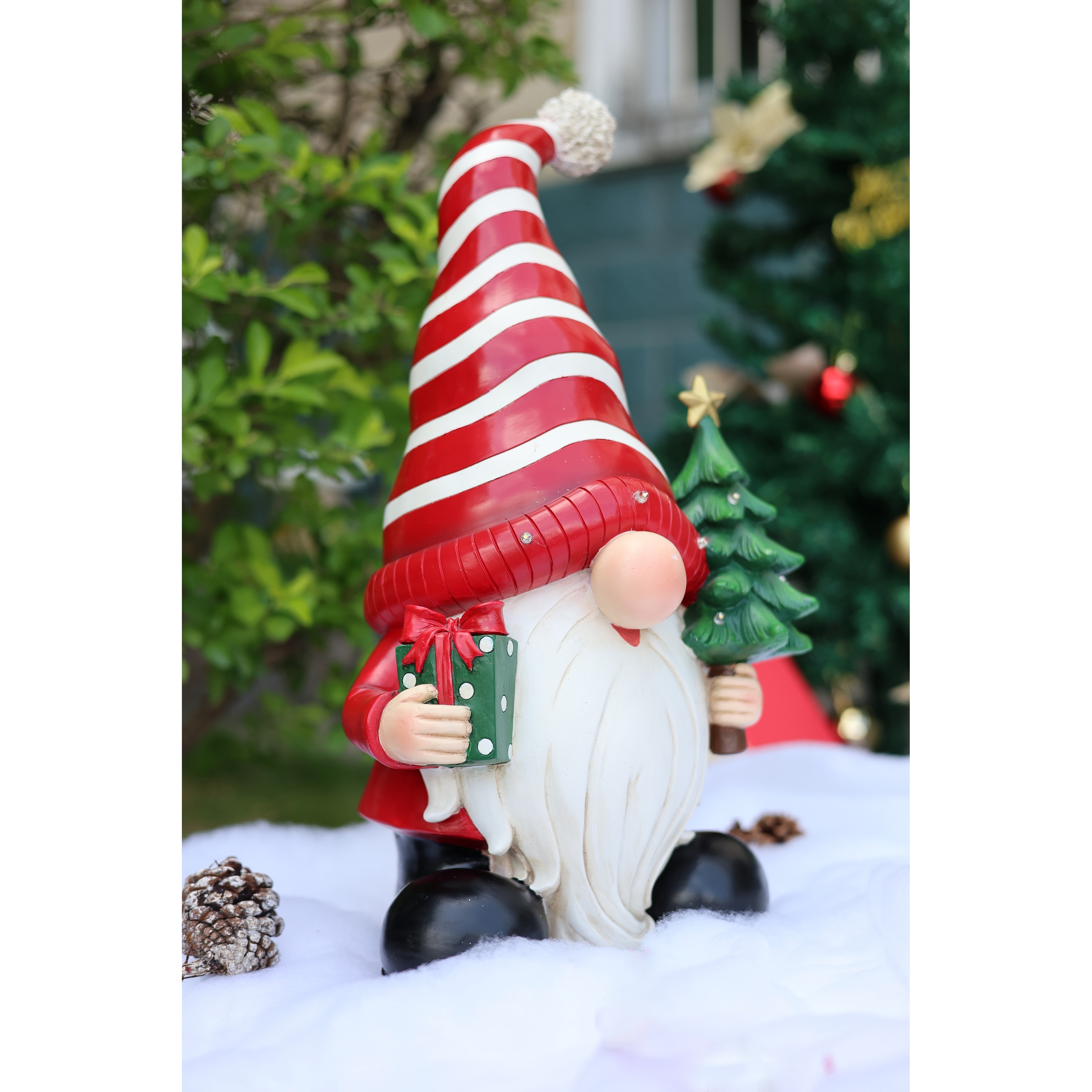 Santa Holding Christmas Tree Lighted Christmas Decor Battery Operated Indoor Use Only - 10.2 in x 9.07 in x 17.7 in