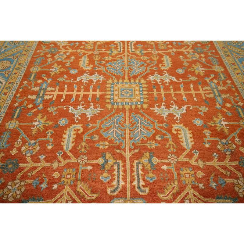 Orange Heriz Serapi Oriental Area Rug Hand-Knotted Wool Carpet - 9'0"x 11'9"