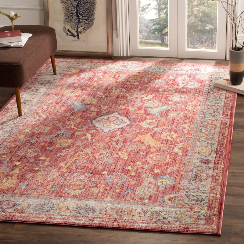 SAFAVIEH Bristol Campbell Vintage Boho Oriental Polyester Rug - 9' x 12' - Rose/Light Grey