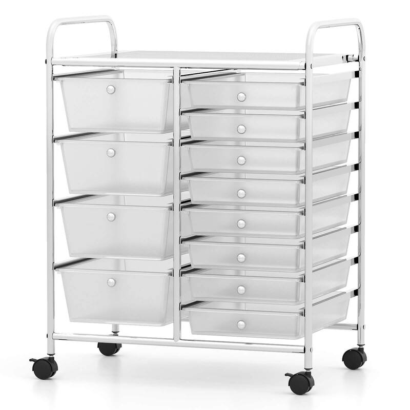 Costway 15 Drawer Rolling Storage Cart Tools Scrapbook Paper Office - See Details