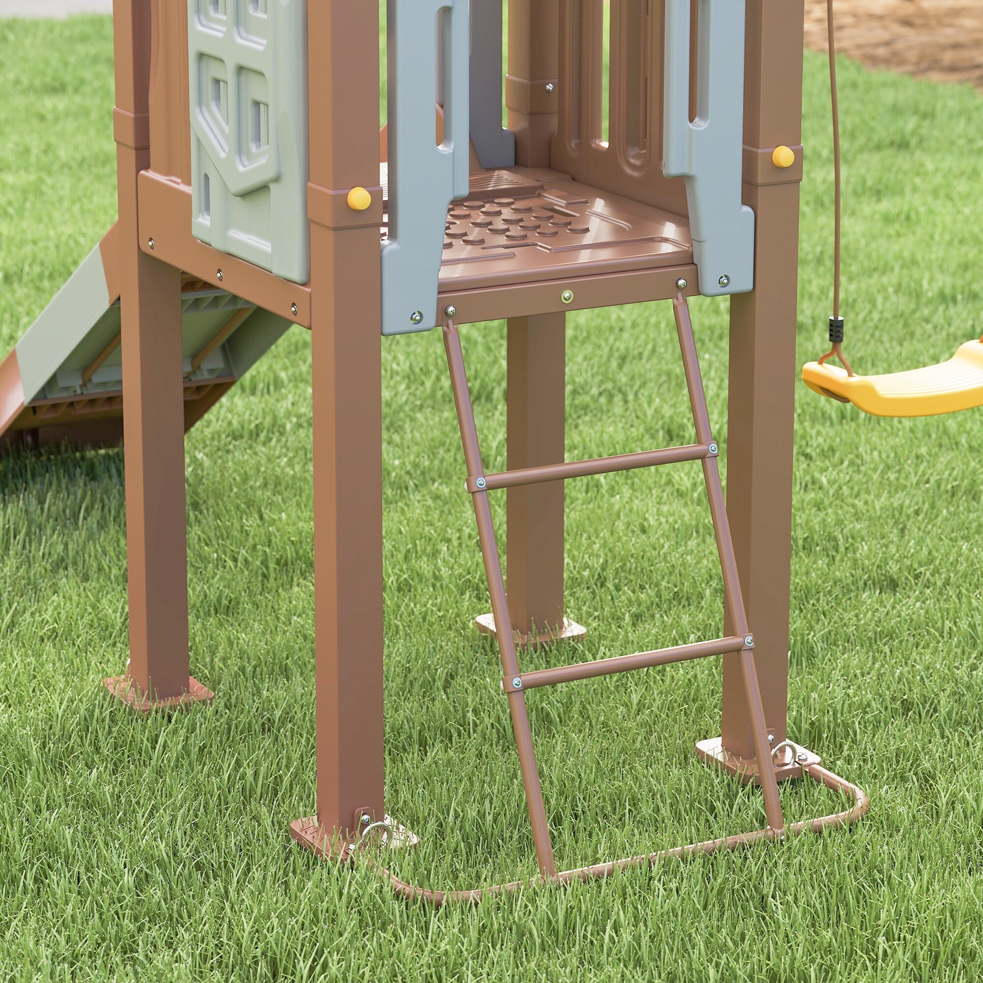 Qaba Kids Swing Set for Backyard, Playground Set with 6 FT Slide