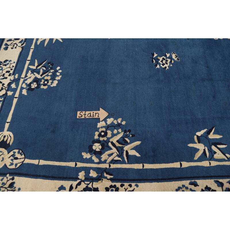 Vegetable Dye Floral Peking Chinese Area Rug Hand-Knotted Wool Carpet - 9'10"x 13'5"
