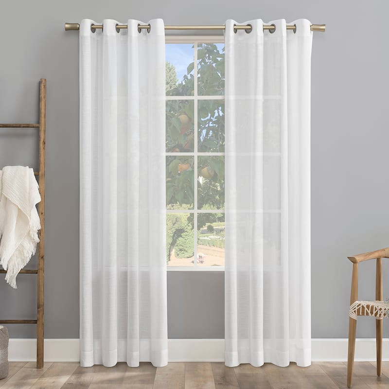 Archaeo Slub Textured Linen Blend Grommet Top Curtain, Single Panel - 52" x 108" - White