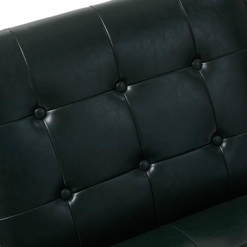 Glitzhome 29.50"W Mid-Century PU Leather Tufted Accent Chair - 29.5"W x 30.5"H x 29.25"D - Dark Green