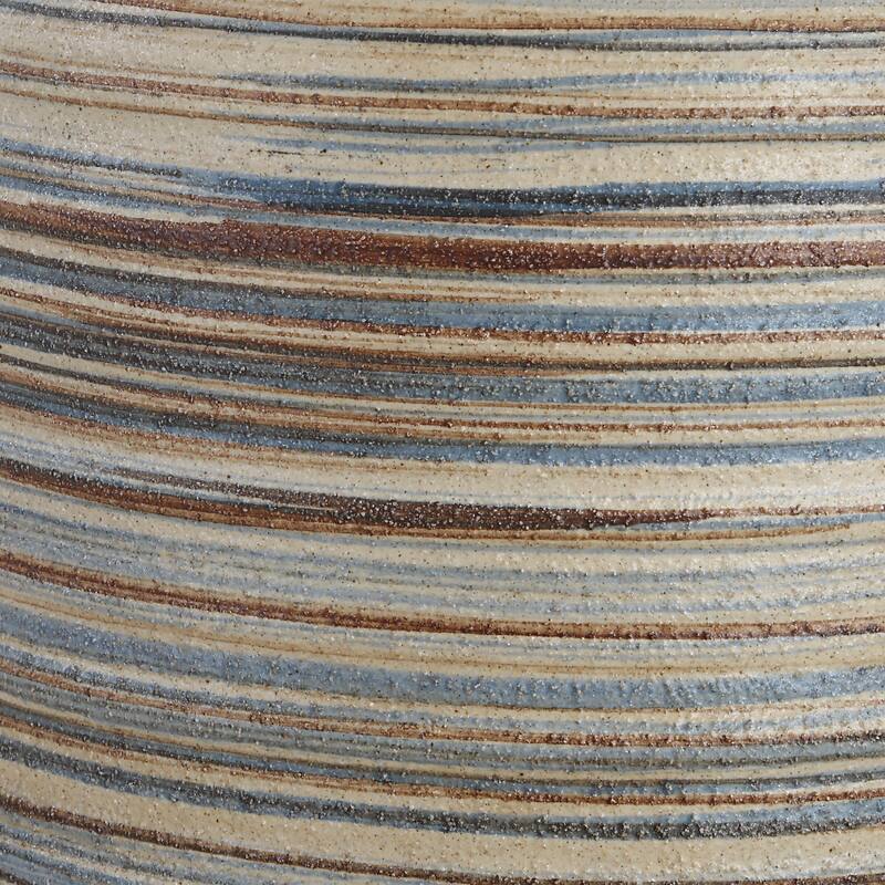 Striped Ceramic Table Lamp with Drum Shade - 27" - Beige and Brown