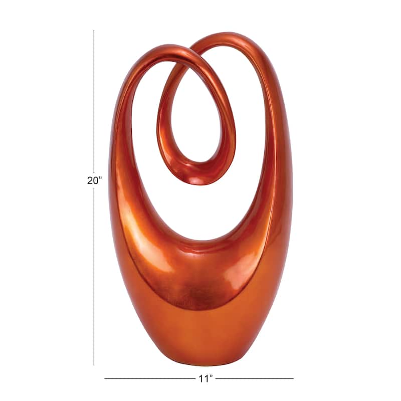 Artistic Polystone Swirl Abstract Sculpture - Orange or Red
