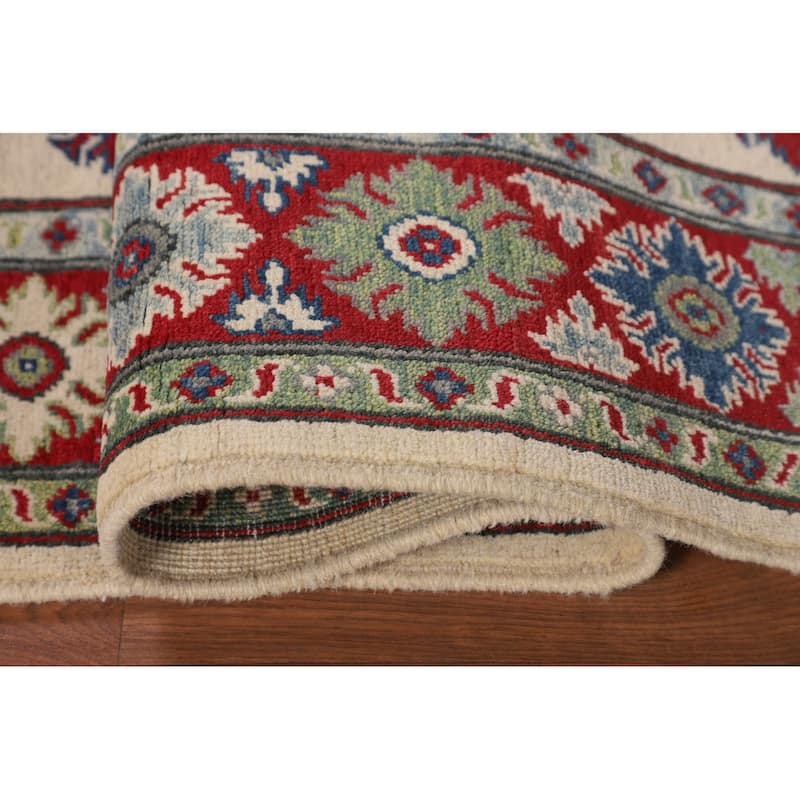 Ivory Kazak Area Rug Hand-Knotted Wool Carpet - 3'11" x 5'6"