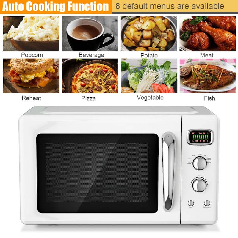 0.9 Cu Ft Microwave Oven with 360 Degree Rotating Glass Turntable and 5 Cooking Modes Child Safety Lock - 19.5" x 14" x 11"
