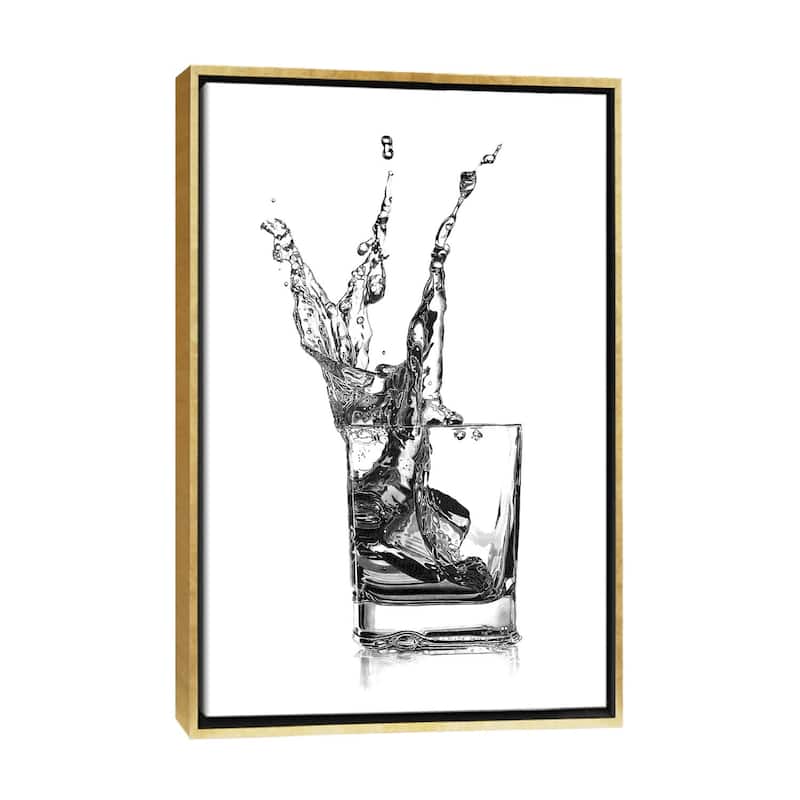 iCanvas "Double Whisky Splash" by Paul Stowe Framed Canvas Print - Gold - 26x18