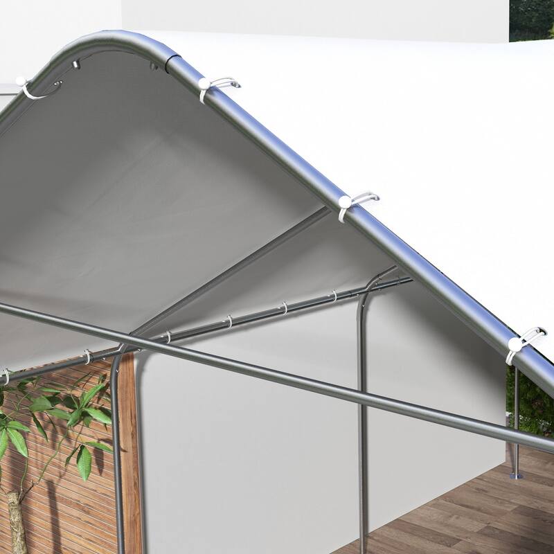 Outsunny Carport, 19' x 19.5' Heavy Duty Party Tent Portable Garage, Outdoor Canopy Tent with Galvanized Steel Frame