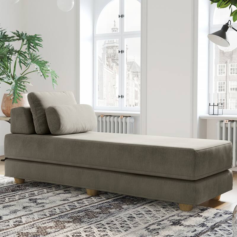 Jaxx Balshan Cushioned Micro-velvet Convertible Chaise Lounge Daybed - Dove Grey