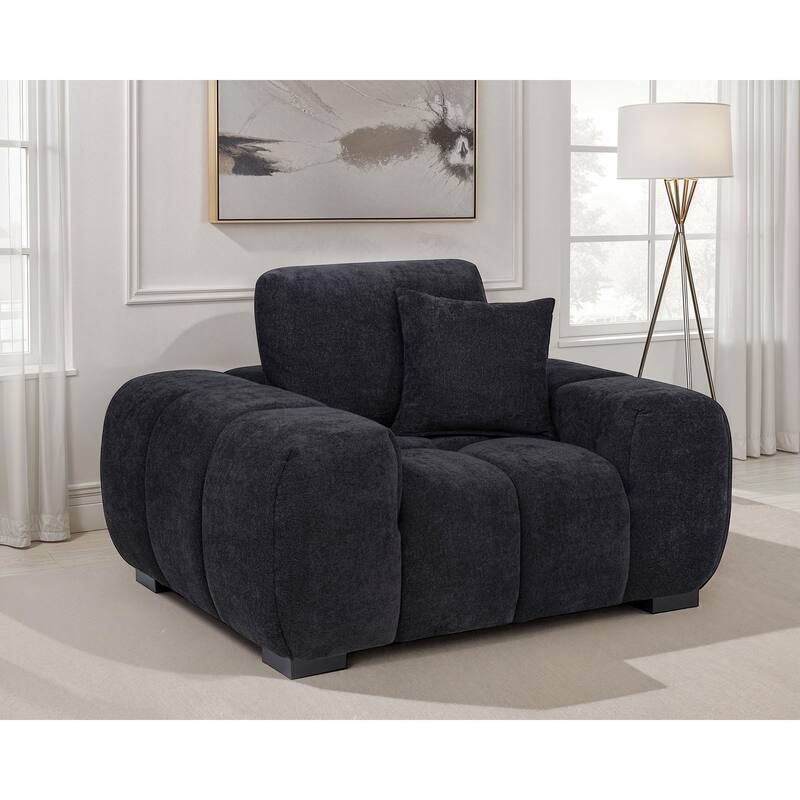 Octavia Fabric Upholstered Track Arm Accent Chair Black - 54.75" x 41.75" x 35.5"
