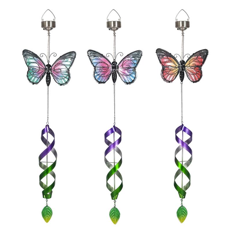 Adeco 3 Pcs Hanging Wind Mill Butterfly with Light