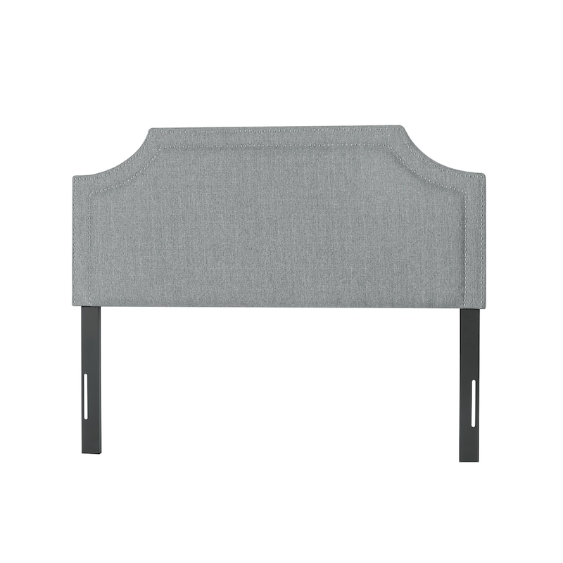 Adeco Fabric Upholstered Headboard with Nailhead for Queen Bed