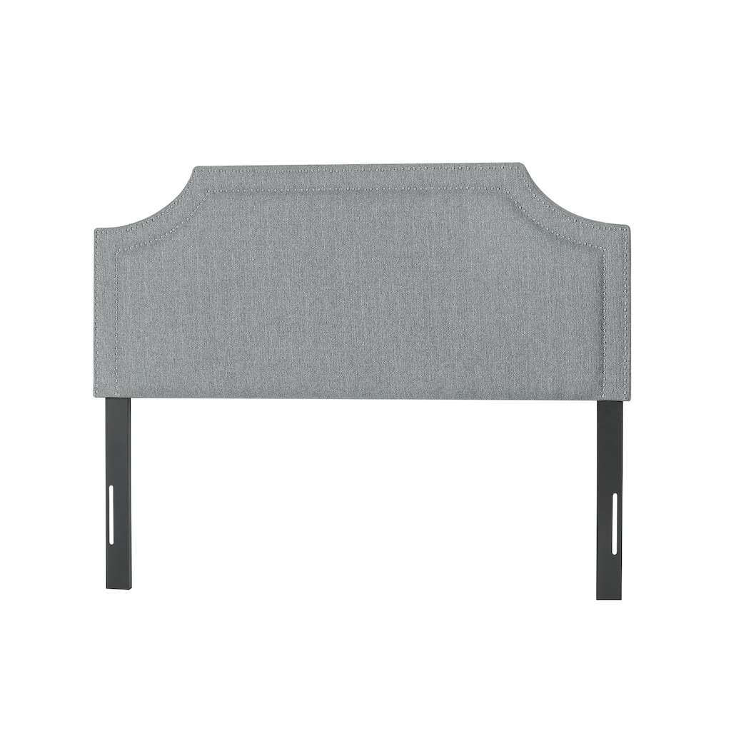 Adeco Fabric Upholstered Headboard with Nailhead for Queen Bed