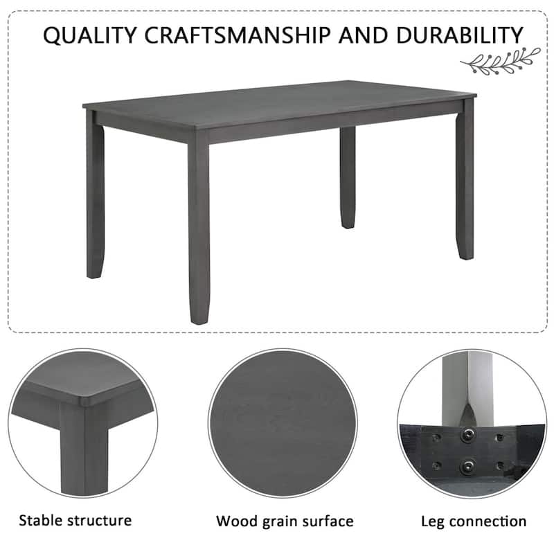 Farmhouse Rustic Style Wooden Dining Table Set with Upholstered Chairs