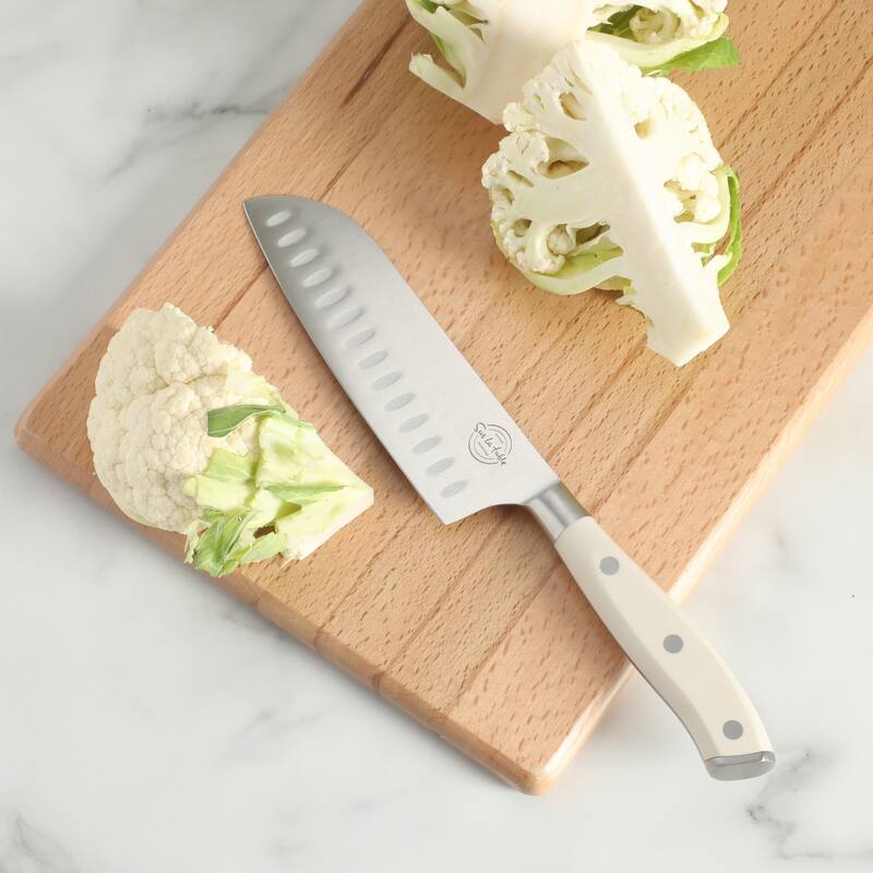 Sur La Table Kitchen Essential Tasting Kitchen German Steel Forged Full Tang Prfessional Knife with White Handle