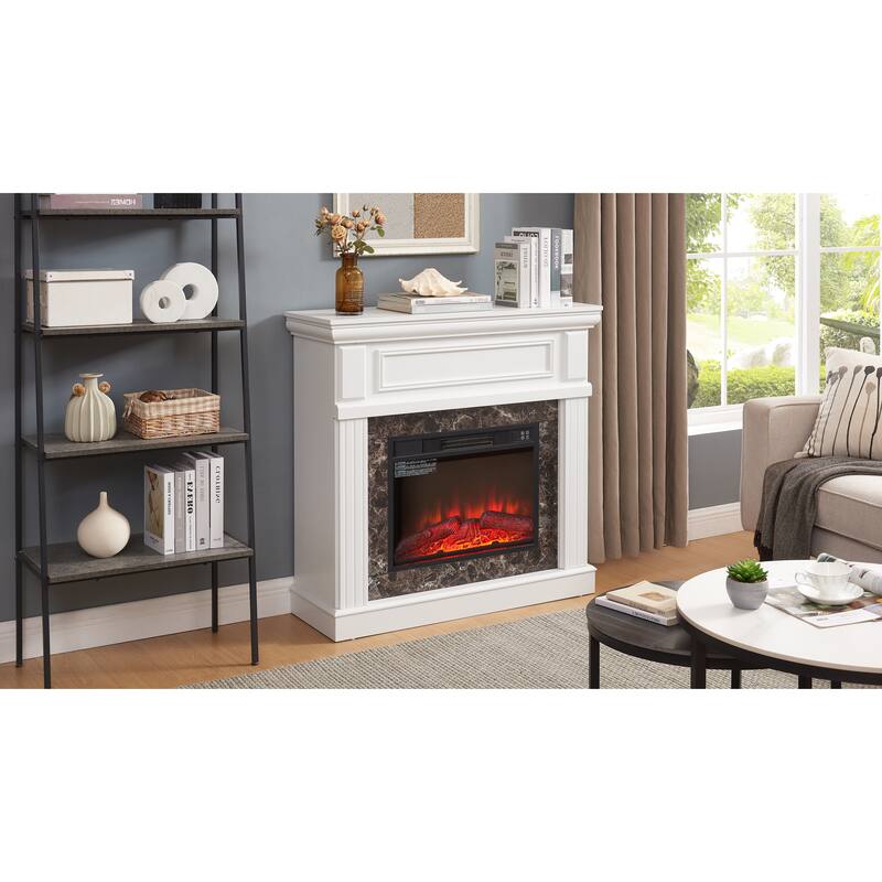 Electric Fireplace with Mantel,fireplace mantel surround with 23" Fireplace Insert, Adjustable Flame, Remote Control