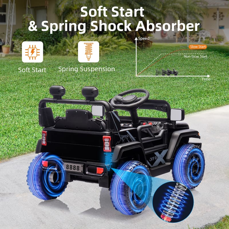 12V Ride On Truck Car with Parent Remote Control,Steering Wheel Music