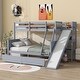 preview thumbnail 1 of 12, Twin over Full Bunk Bed with 2 Drawers, Slide, Shelves, Ladder, Rubber Wood Bunk Bed with Slide, Drawers, Grey Grey