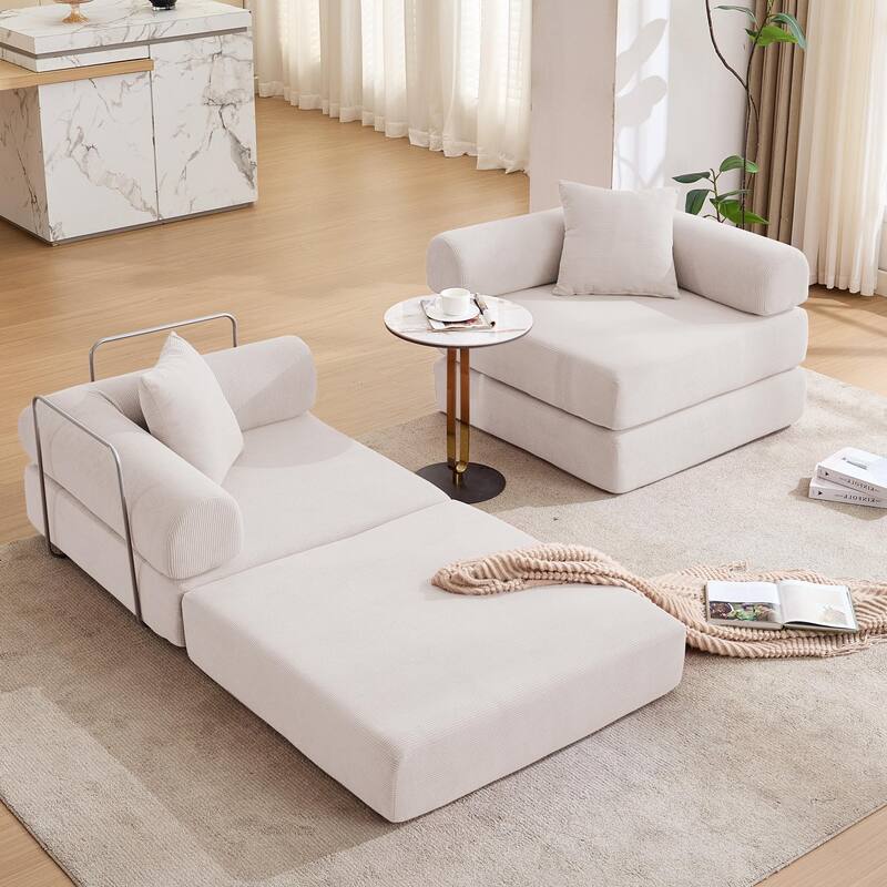 Modular Couch Sofa Bed, Convertible Design with Removable Armrests,Folding Mattress Couch for Small Spaces ,No Assembly