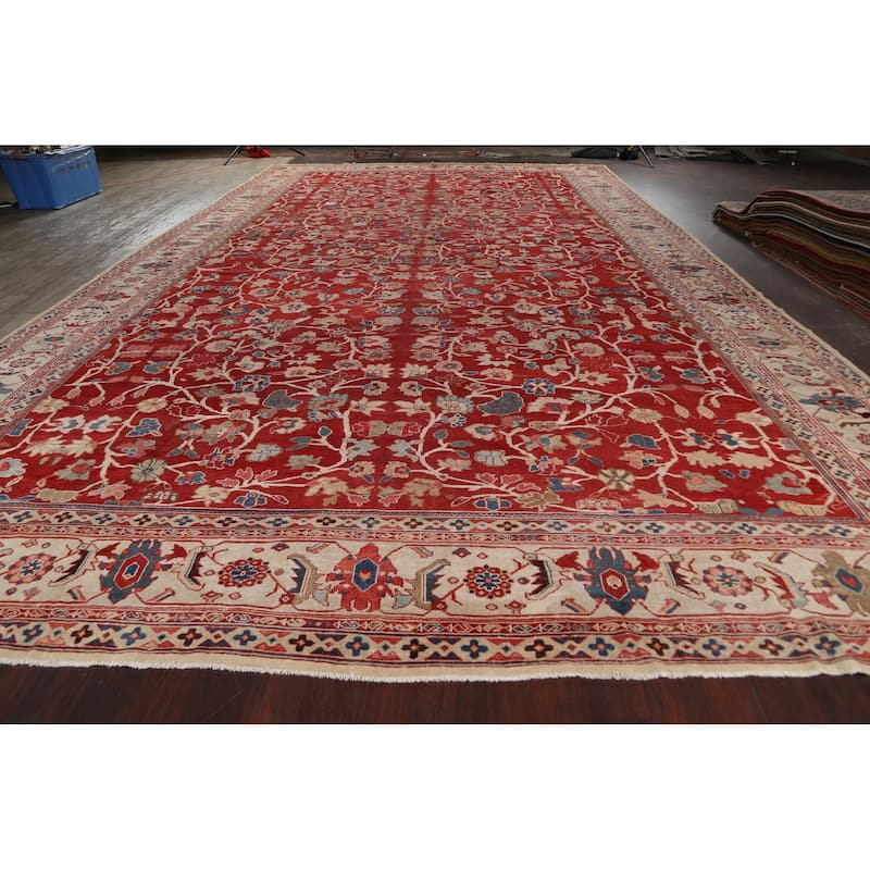 Pre-1900 Vegetable Dye Sultanabad Ziegler Persian Area Rug Handmade - 13'6" x 23'6"