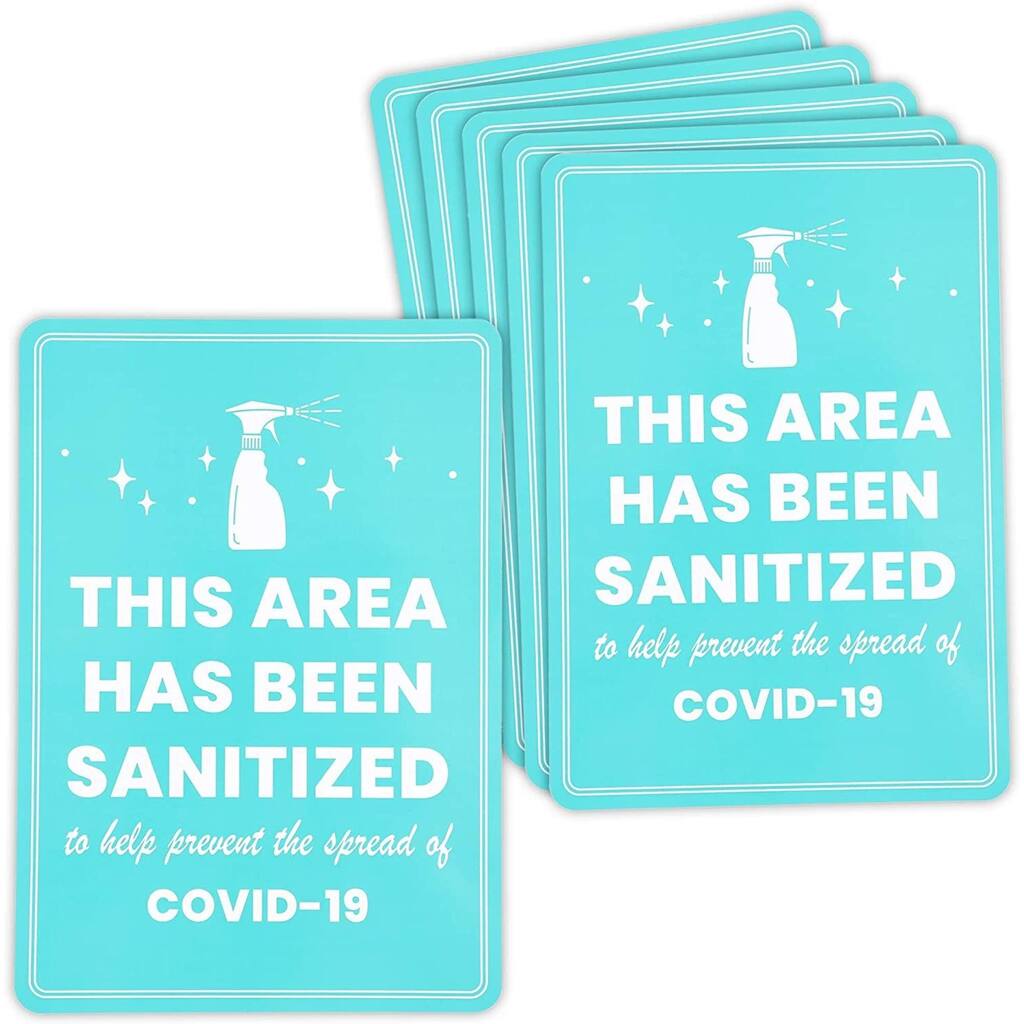 Stockroom Plus 6 PCS Safety Notice Sign Sticker for Business This Area Has Been Sanitized 7x10"