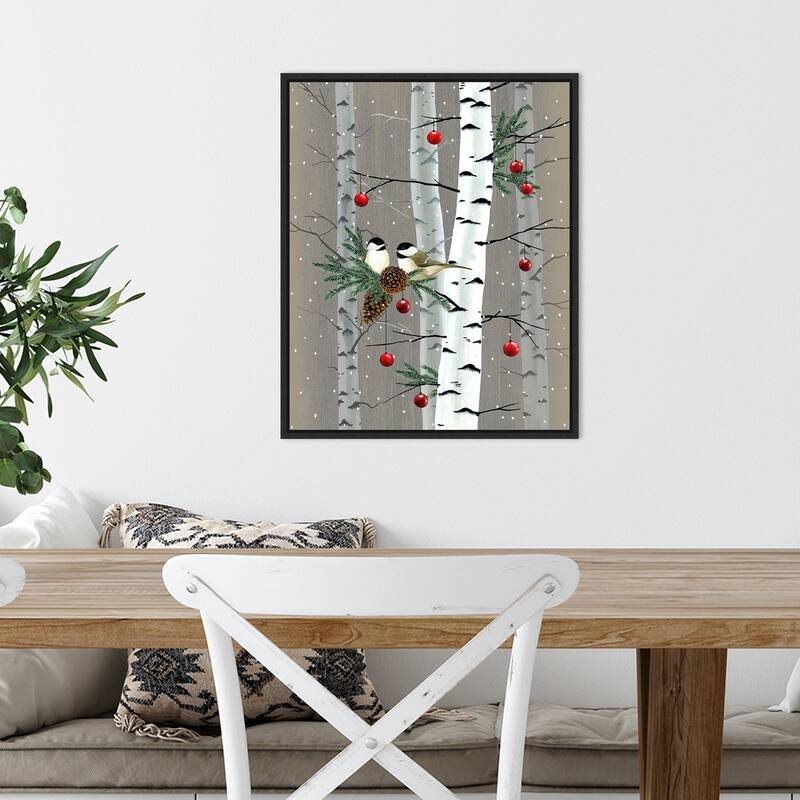 Birch Birds II by Grace Popp (16 x 20 in.), Framed Canvas Wall Art Print - Sylvie Black