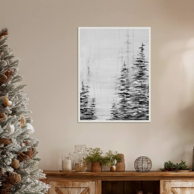 Woodsy II by Yvette St. Amant (23 x 30 in.), Framed Canvas Wall Art Print - Sylvie Beaded White