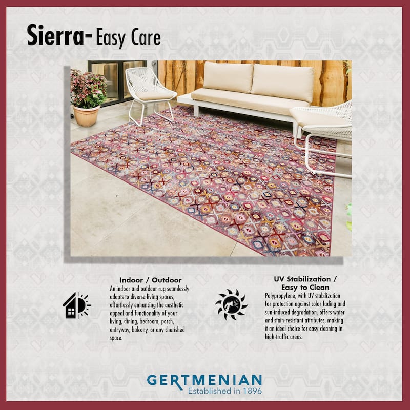 Gertmenian Sierra Kenna Moroccan Bohemian Tribal Grey Navy Blue Indoor/ Outdoor Area Rug