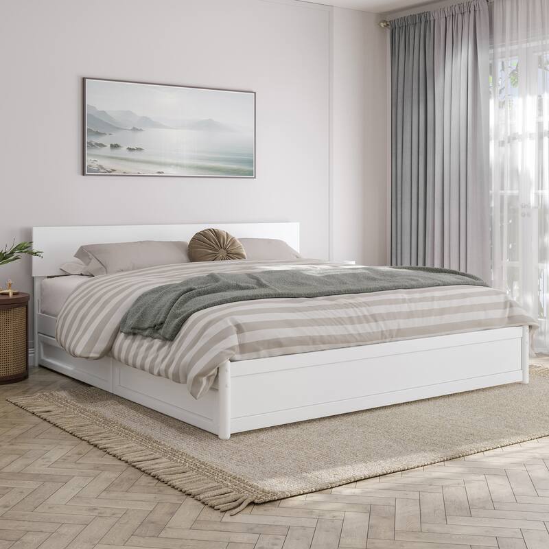 Wesley Platform Bed with Panel Footboard and Storage Drawers